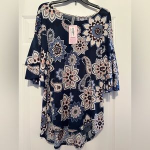 Honeyme Curvy Navy Short Sleeve Top Size XL